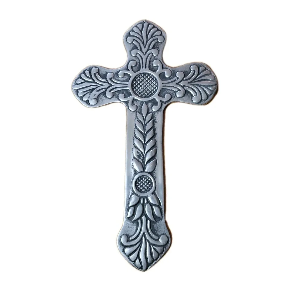 Metal Wall Hanging Cross Crucifix Religious Ornate 17.5 in‎